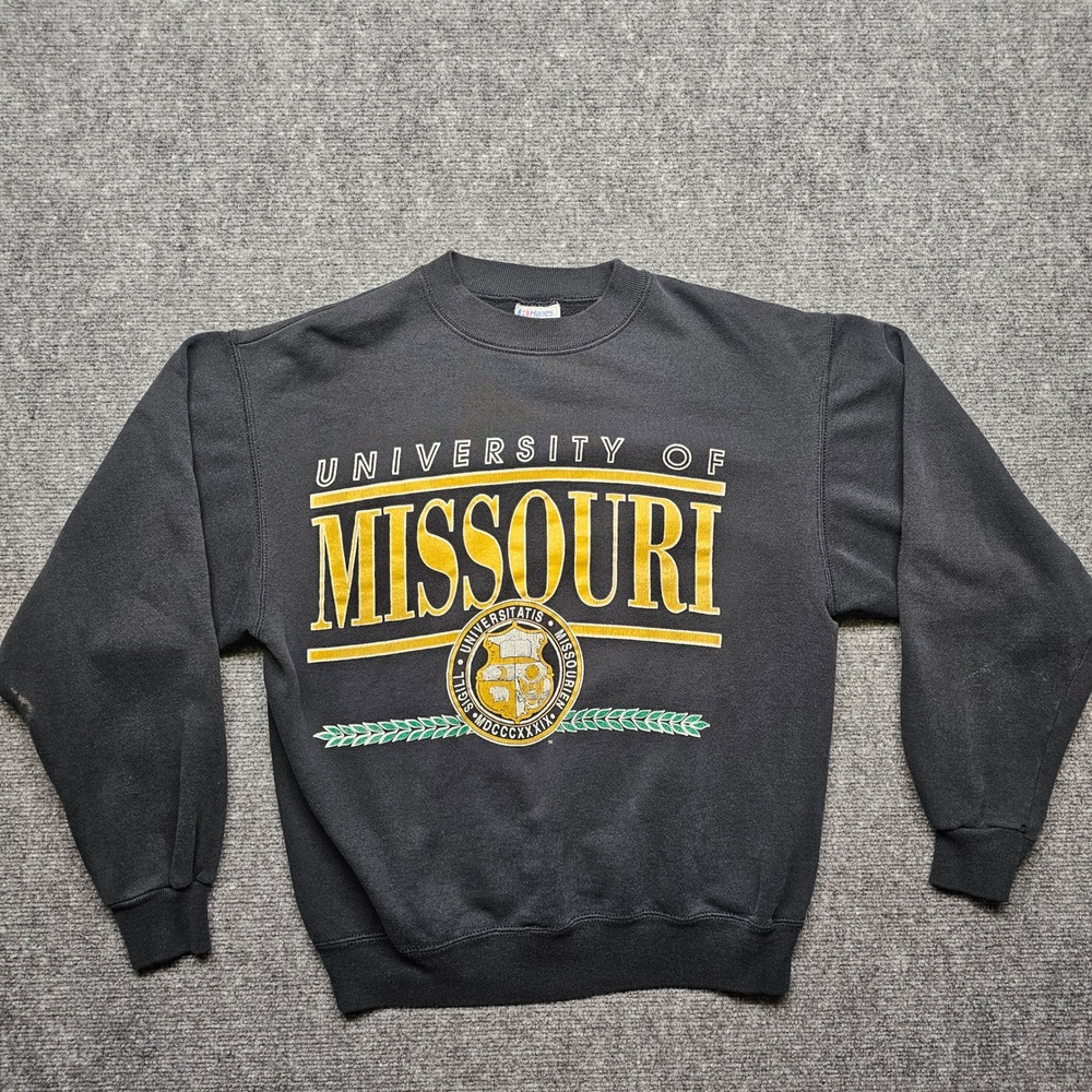 Vintage Hanes University of Missouri Mizzou Sweatshirt Black Large Made in USA